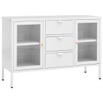 vidaXL Servantă, alb, 105x35x70 cm, oțel și sticlă securizată