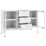 vidaXL Servantă, alb, 105x35x70 cm, oțel și sticlă securizată