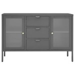 vidaXL Servantă, antracit, 105x35x70 cm, oțel și sticlă securizată vidaXL Servantă, antracit, 105x35x70 cm, oțel și sticlă securizată