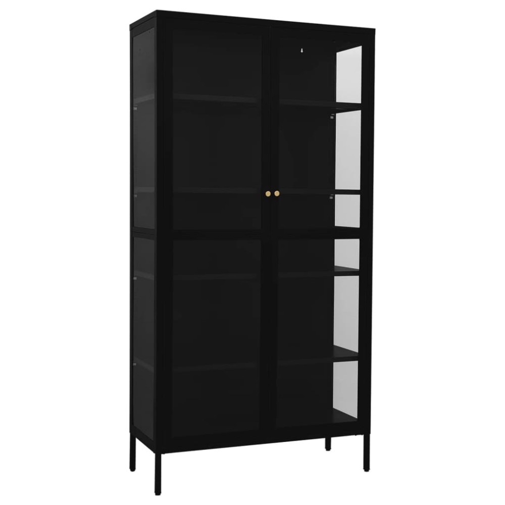 vidaXL Vitrină, negru, 90x40x180 cm, oțel și sticlă securizată