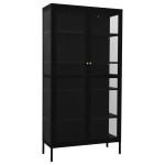 vidaXL Vitrină, negru, 90x40x180 cm, oțel și sticlă securizată