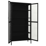 vidaXL Vitrină, negru, 90x40x180 cm, oțel și sticlă securizată