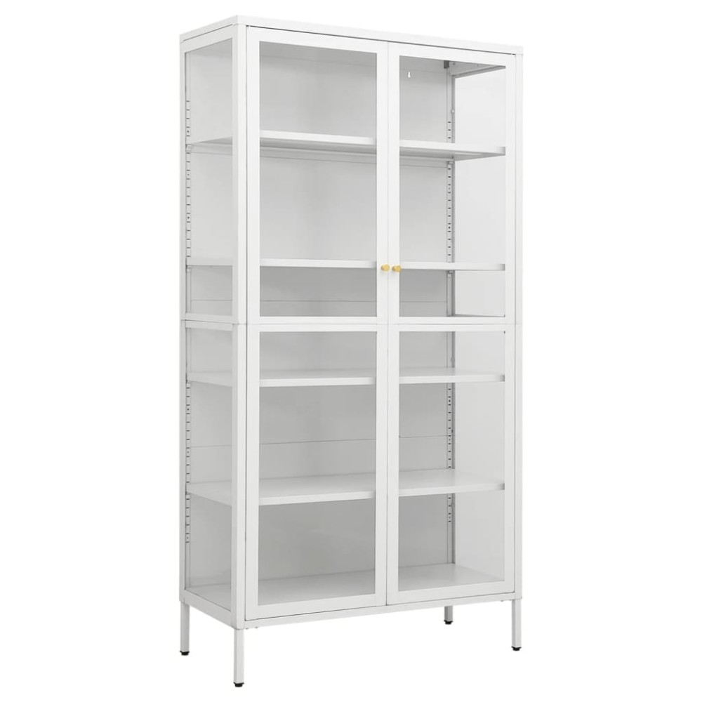 vidaXL Vitrină, alb, 90x40x180 cm, oțel și sticlă securizată