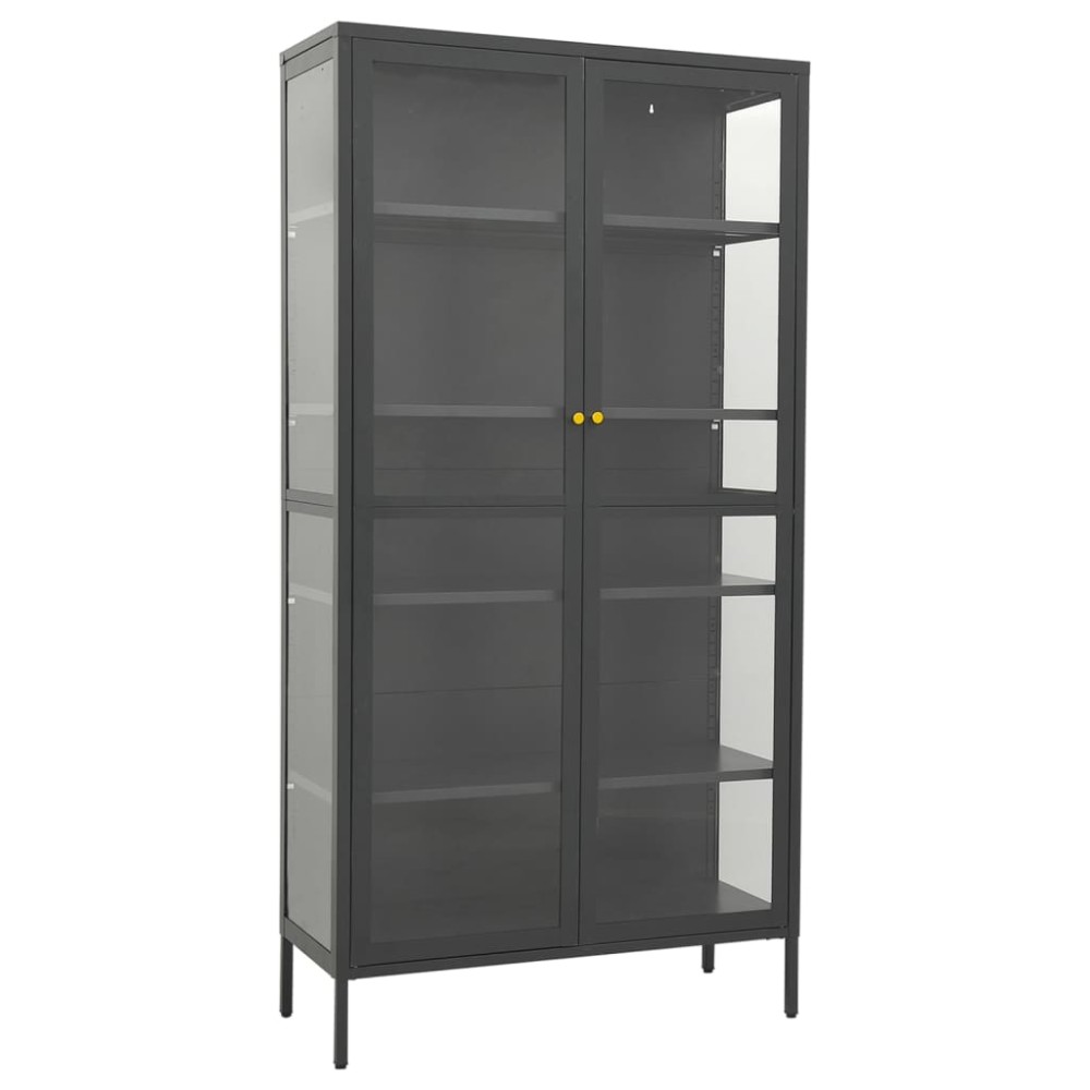 vidaXL Vitrină, antracit, 90x40x180 cm, oțel și sticlă securizată