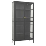 vidaXL Vitrină, antracit, 90x40x180 cm, oțel și sticlă securizată