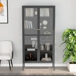 vidaXL Vitrină, antracit, 90x40x180 cm, oțel și sticlă securizată