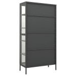 vidaXL Vitrină, antracit, 90x40x180 cm, oțel și sticlă securizată