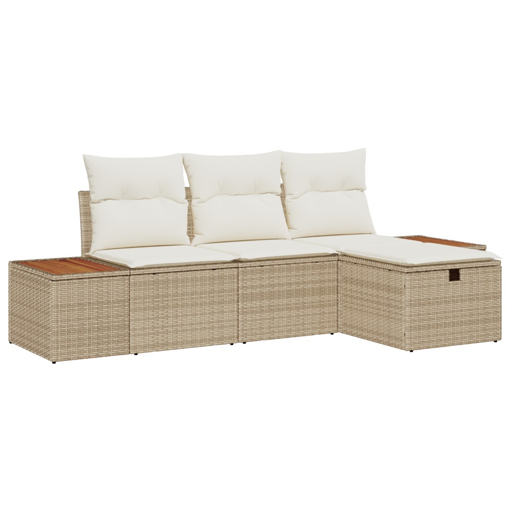vidaXL Set de canapele pentru grădină 4 pcs Bej 55 x 62 x 69 cm