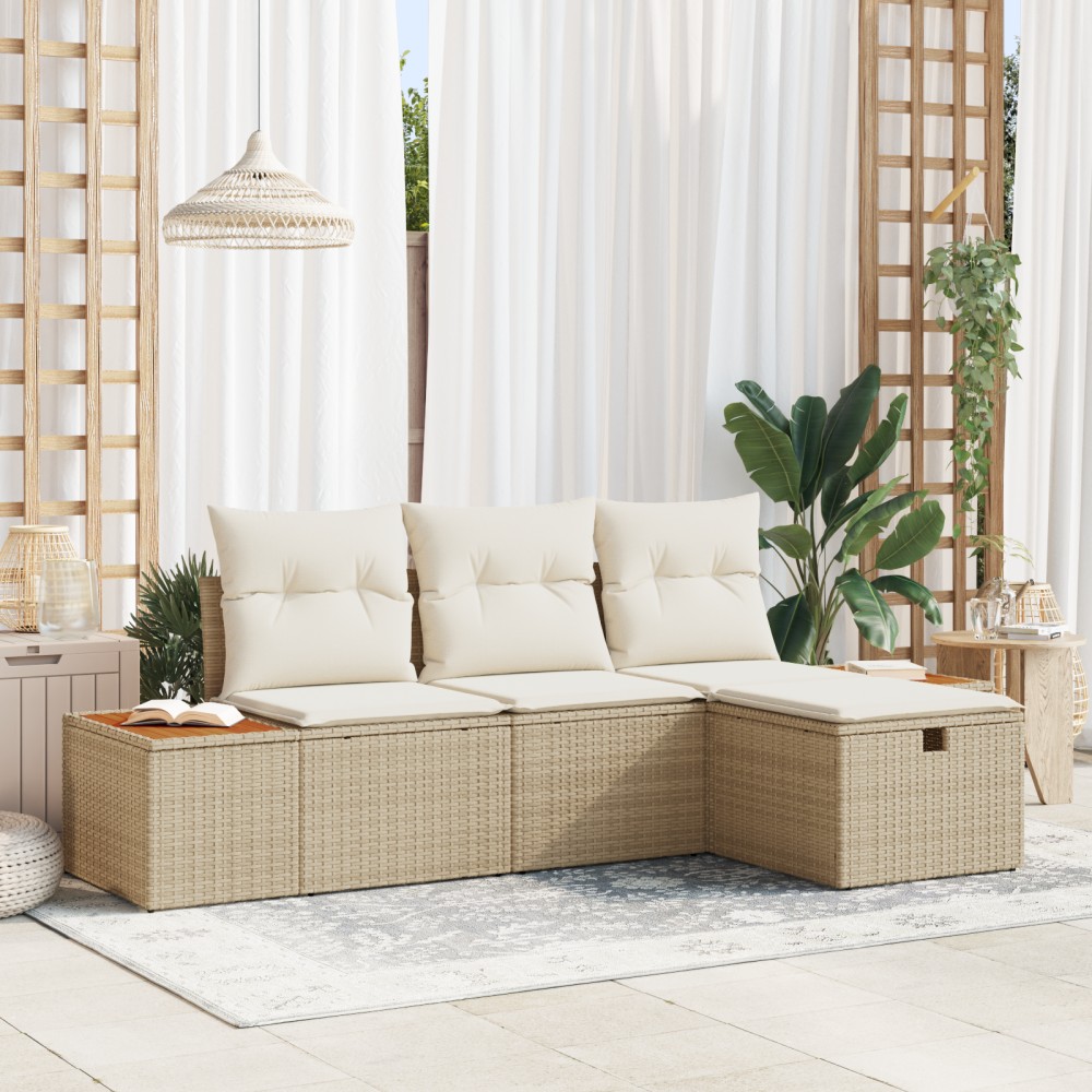 vidaXL Set de canapele pentru grădină 4 pcs Bej 55 x 62 x 69 cm