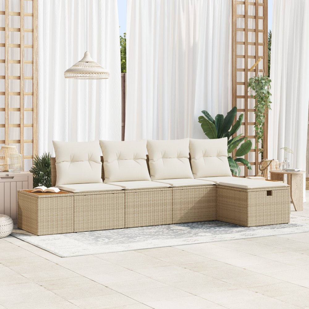 vidaXL Set de canapele pentru grădină 5 pcs Bej 55 x 62 x 69 cm