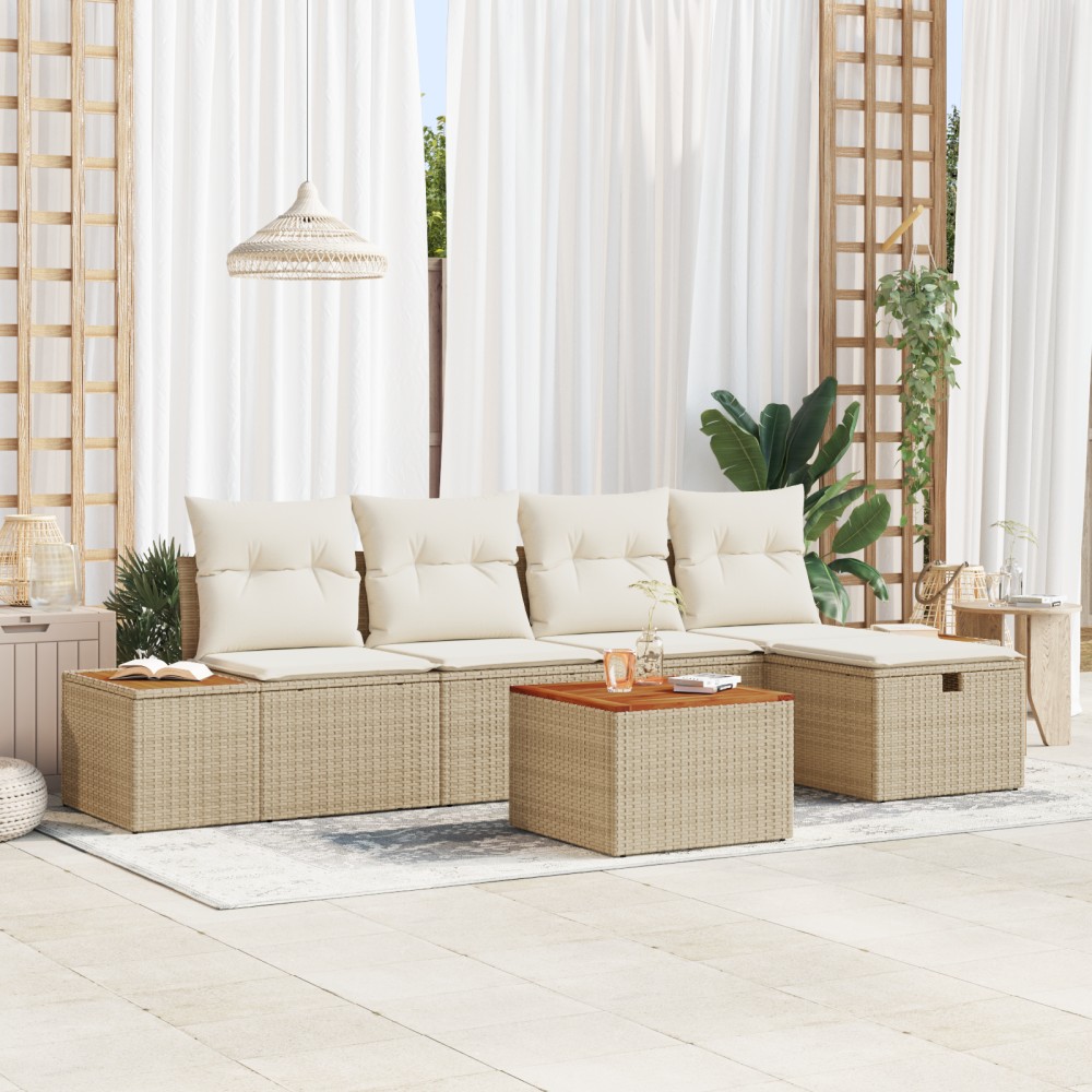 vidaXL Set de canapele pentru grădină 6 pcs Bej 55 x 62 x 69 cm