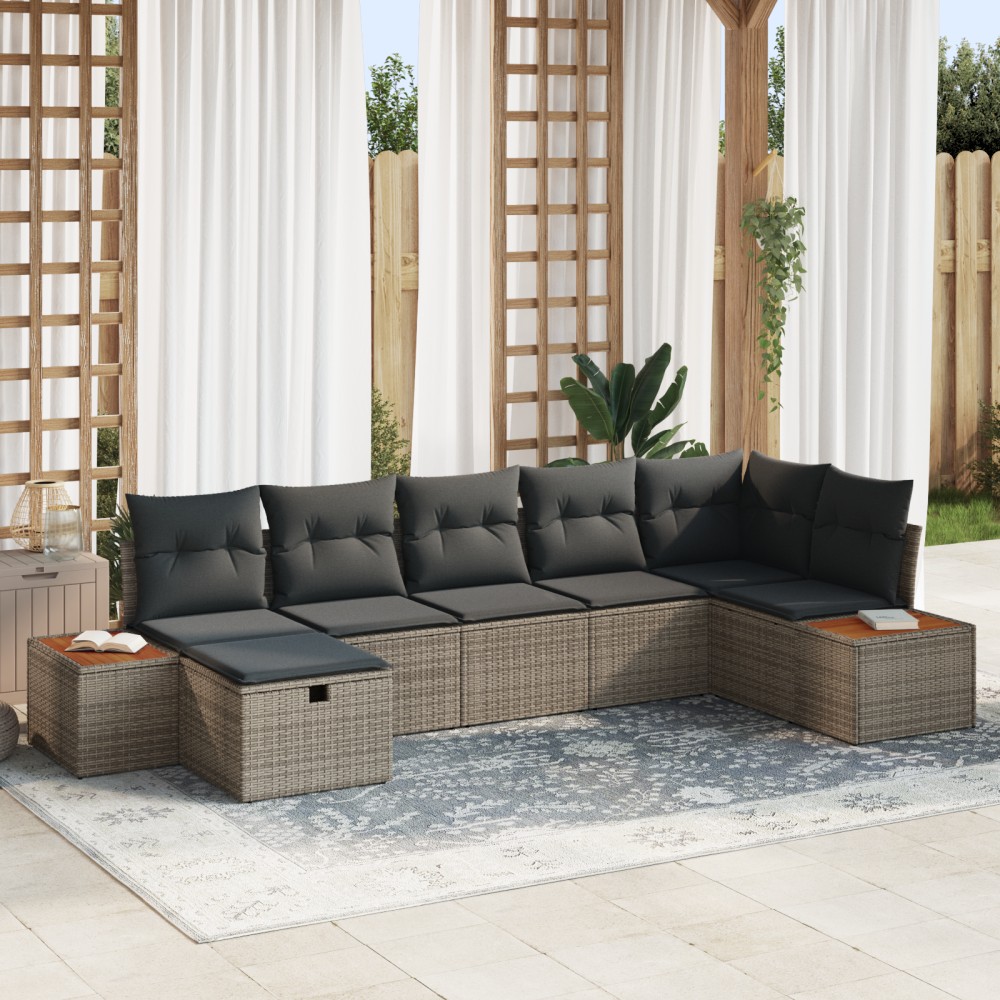 vidaXL Set de canapele pentru grădină 7 pcs Gri 55 x 62 x 69 cm