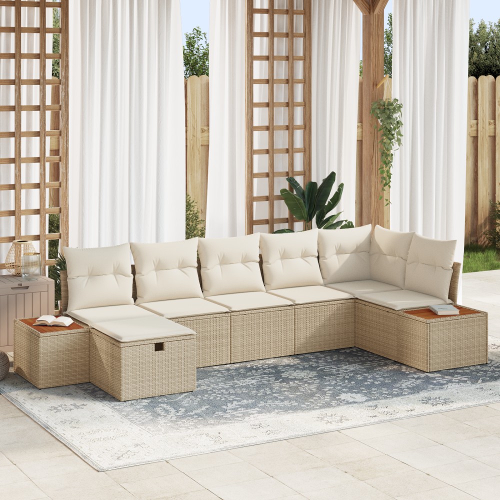 vidaXL Set de canapele pentru grădină 7 pcs Bej 55 x 62 x 69 cm