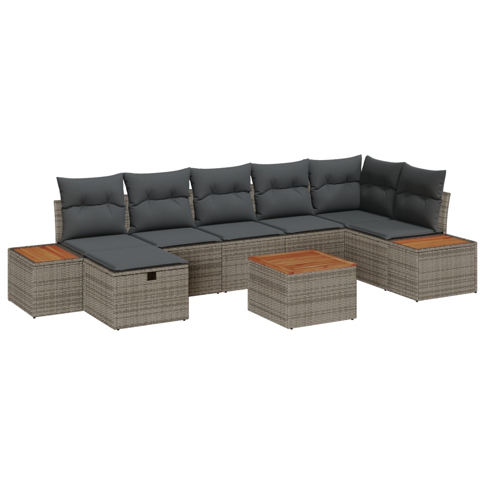 Set canapea de grădină vidaXL cu 8 piese + perne gri poli rattan