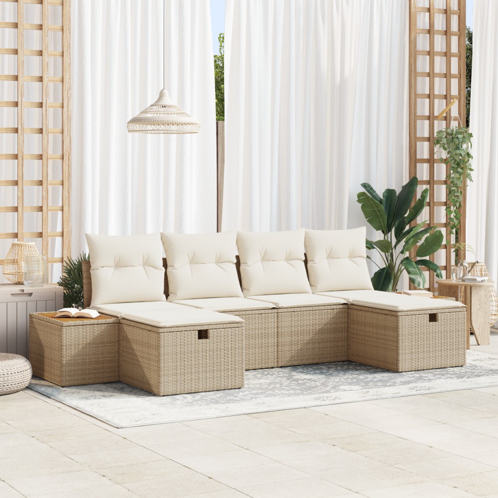 vidaXL Set de canapele pentru grădină 6 pcs Bej 55 x 62 x 69 cm