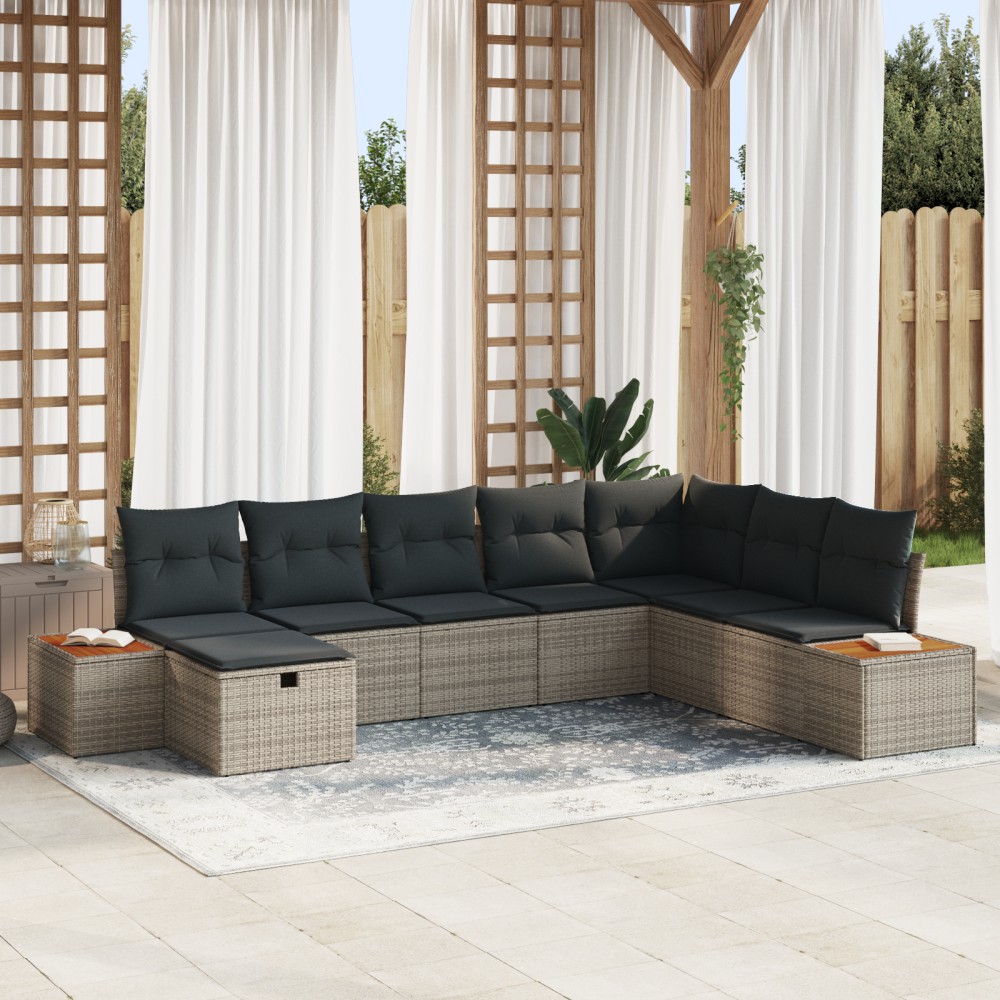 vidaXL Set de canapele pentru grădină 8 pcs Gri 55 x 62 x 69 cm