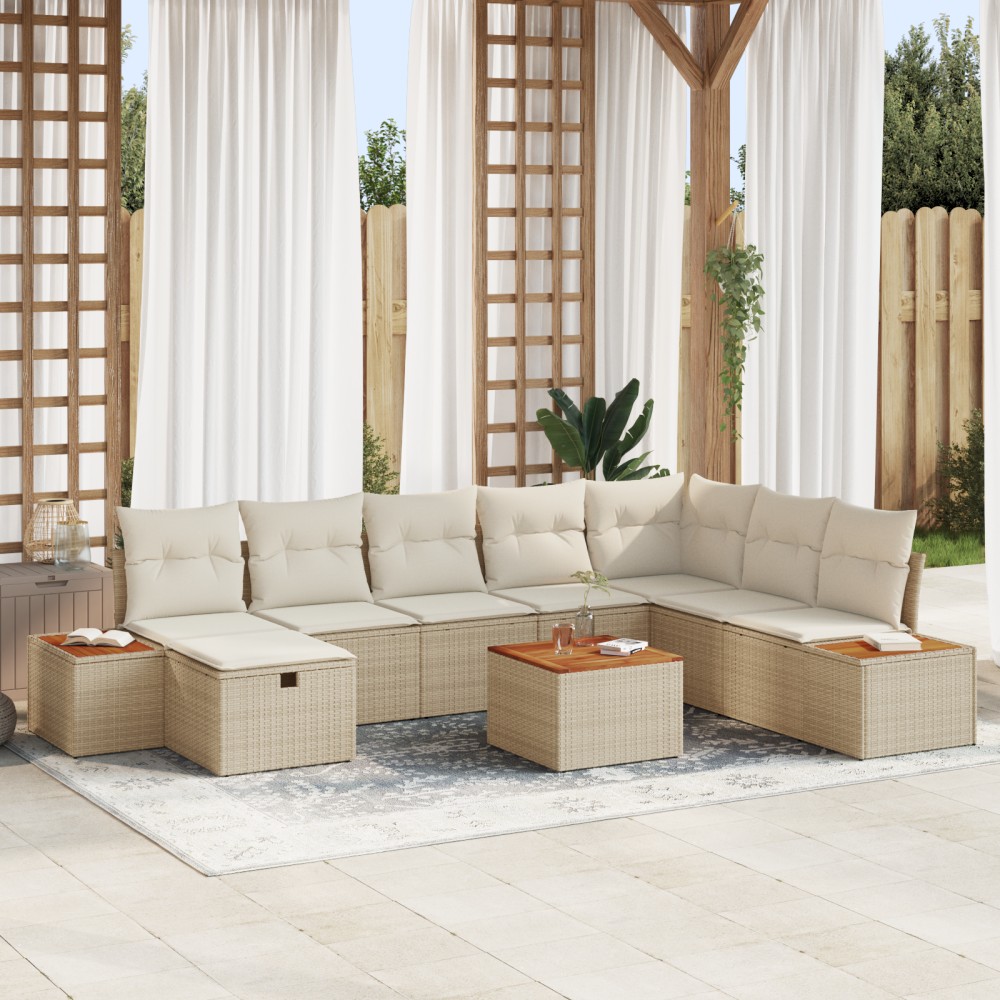 vidaXL Set de canapele pentru grădină 9 pcs Bej 55 x 62 x 69 cm