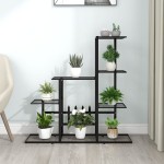 vidaXL Suport pentru flori, 94,5x25x88 cm, negru, metal vidaXL Suport pentru flori, 94,5x25x88 cm, negru, metal