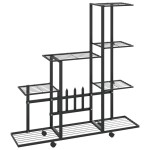 vidaXL Suport pentru flori cu roți, 94,5x25x92,5 cm, negru, metal vidaXL Suport pentru flori cu roți, 94,5x25x92,5 cm, negru, metal