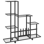 vidaXL Suport pentru flori cu roți, 94,5x25x92,5 cm, negru, metal vidaXL Suport pentru flori cu roți, 94,5x25x92,5 cm, negru, metal