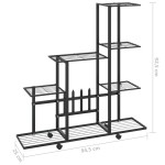 vidaXL Suport pentru flori cu roți, 94,5x25x92,5 cm, negru, metal vidaXL Suport pentru flori cu roți, 94,5x25x92,5 cm, negru, metal