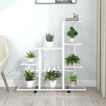 vidaXL Suport pentru flori cu roți, 94,5x25x92,5 cm, alb, metal vidaXL Suport pentru flori cu roți, 94,5x25x92,5 cm, alb, metal