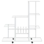 vidaXL Suport pentru flori cu roți, 94,5x25x92,5 cm, alb, metal vidaXL Suport pentru flori cu roți, 94,5x25x92,5 cm, alb, metal