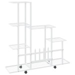 vidaXL Suport pentru flori cu roți, 94,5x25x92,5 cm, alb, metal vidaXL Suport pentru flori cu roți, 94,5x25x92,5 cm, alb, metal