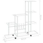 vidaXL Suport pentru flori cu roți, 94,5x25x92,5 cm, alb, metal vidaXL Suport pentru flori cu roți, 94,5x25x92,5 cm, alb, metal