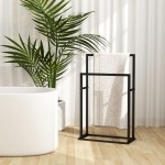 vidaXL Suport de prosoape autonom, negru, 48x24x78,5 cm, fier vidaXL Suport de prosoape autonom, negru, 48x24x78,5 cm, fier