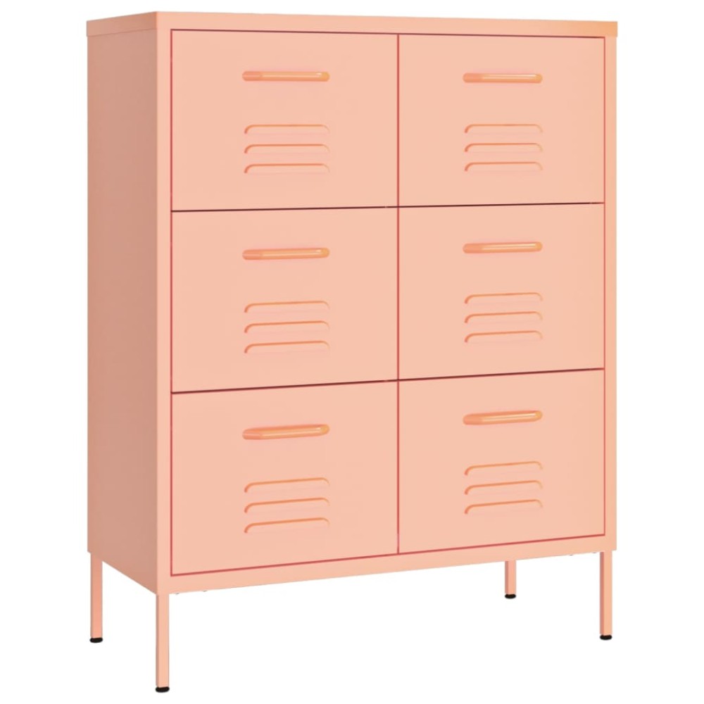 vidaXL Dulap cu sertare, roz, 80x35x101,5 cm, oțel