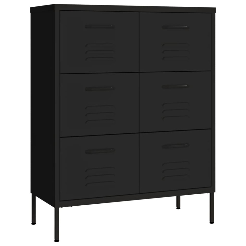 vidaXL Dulap cu sertare, negru, 80x35x101,5 cm, oțel