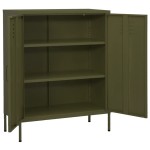 vidaXL Dulap de depozitare, verde măsliniu, 80x35x101,5 cm, oțel vidaXL Dulap de depozitare, verde măsliniu, 80x35x101,5 cm, oțel
