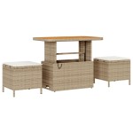 vidaXL Set mobilier grădină , 10 piese, cu perne, ratan poly bej, acacia.