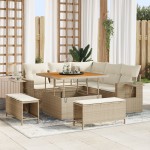 vidaXL Set mobilier grădină 8 piese cu perne bej din ratan sintetic și acacia