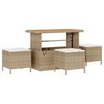 Set 10 Piese Canapea Grădină Cu Perne Bej Ratan Poli Acacia Set 10 Piese Canapea Grădină Cu Perne Bej Ratan Poli Acacia