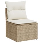 Set 10 Piese Canapea Grădină Cu Perne Bej Ratan Poli Acacia Set 10 Piese Canapea Grădină Cu Perne Bej Ratan Poli Acacia
