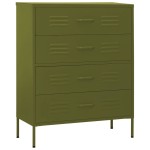 vidaXL Comodă cu sertare, verde măsliniu, 80x35x101,5 cm oțel vidaXL Comodă cu sertare, verde măsliniu, 80x35x101,5 cm oțel