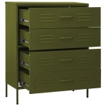 vidaXL Comodă cu sertare, verde măsliniu, 80x35x101,5 cm oțel vidaXL Comodă cu sertare, verde măsliniu, 80x35x101,5 cm oțel