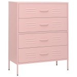 vidaXL Comodă cu sertare, roz, 80x35x101,5 cm, oțel vidaXL Comodă cu sertare, roz, 80x35x101,5 cm, oțel