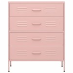 vidaXL Comodă cu sertare, roz, 80x35x101,5 cm, oțel vidaXL Comodă cu sertare, roz, 80x35x101,5 cm, oțel