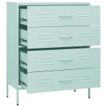 vidaXL Comodă cu sertare, verde mentă, 80x35x101,5 cm, oțel