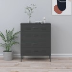 vidaXL Comodă cu sertare, antracit, 80x35x101,5 cm, oțel vidaXL Comodă cu sertare, antracit, 80x35x101,5 cm, oțel