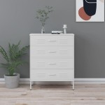 vidaXL Comodă cu sertare, alb, 80x35x101,5 cm, oțel vidaXL Comodă cu sertare, alb, 80x35x101,5 cm, oțel