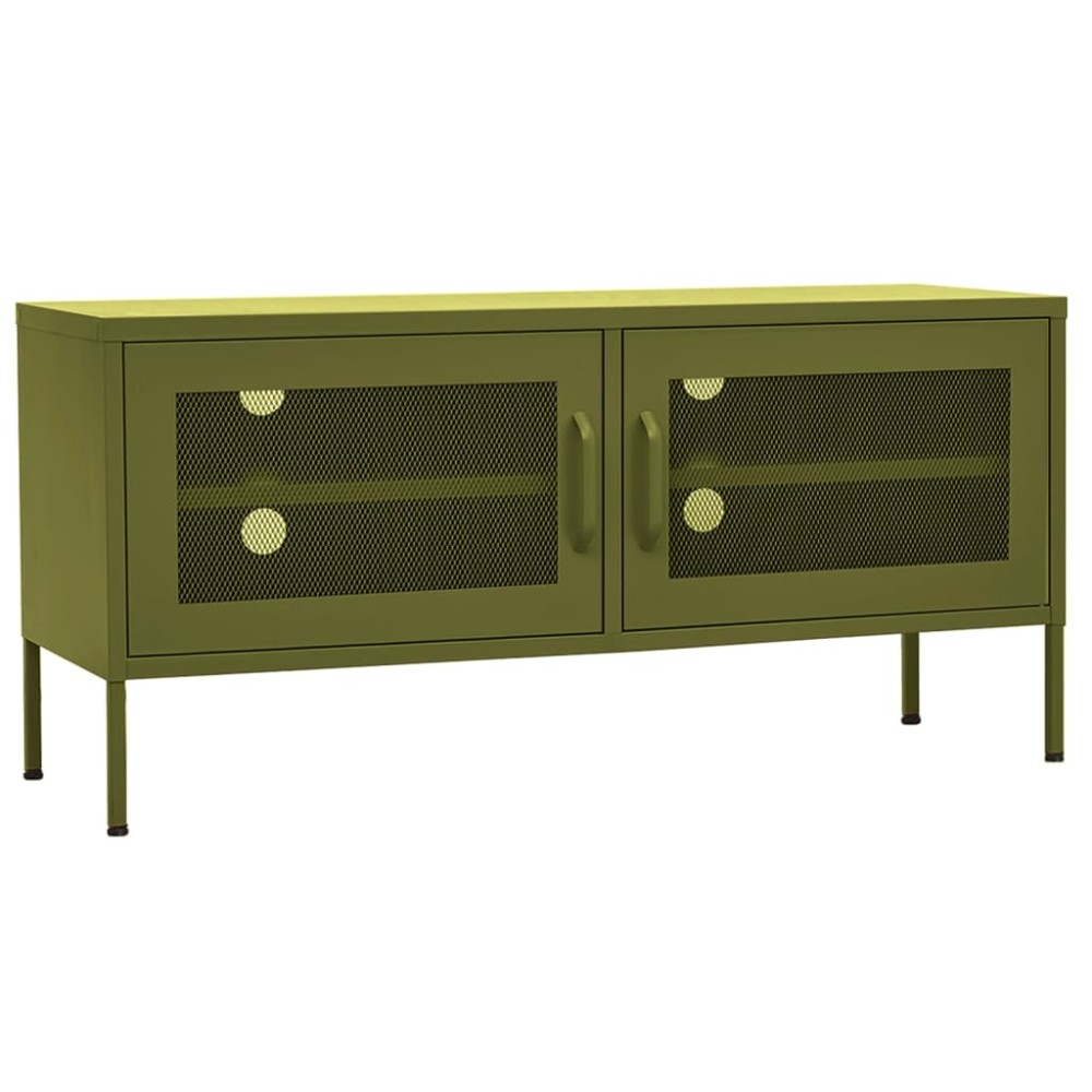 vidaXL Comodă TV, verde măsliniu, 105x35x50 cm, oțel
