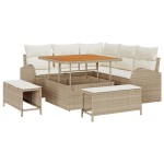 vidaXL Set de canapele pentru grădină cu pernă 8 pcs Bej Rattan poli