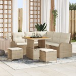 vidaXL Set de canapele pentru grădină cu pernă 8 pcs Bej Rattan poli