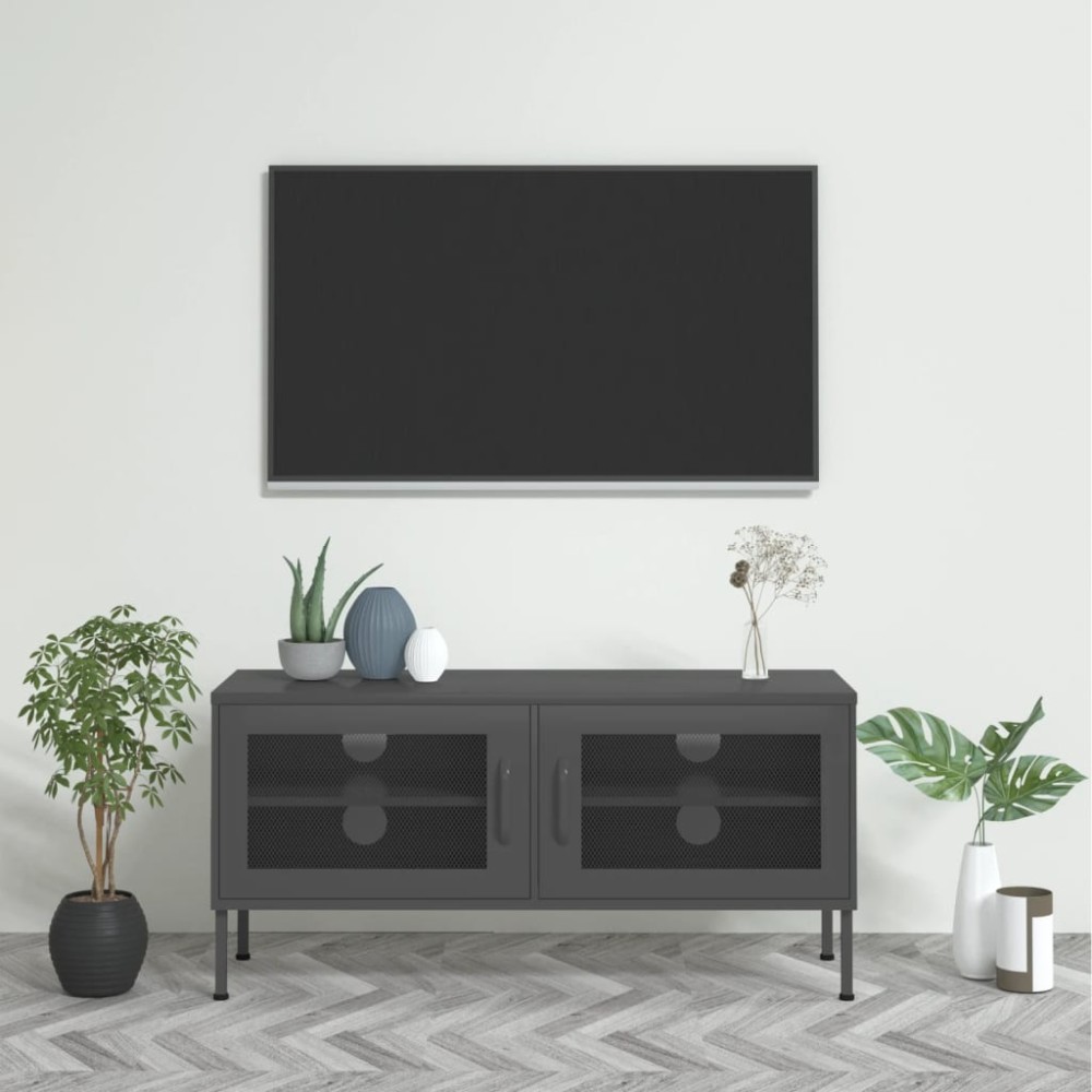 vidaXL Comodă TV, antracit, 105x35x50 cm, oțel