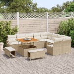 Set canapea grădină vidaXL 12 piese cu perne Bej Ratan Poli Acacia Set canapea grădină vidaXL 12 piese cu perne Bej Ratan Poli Acacia