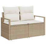 Set canapea grădină vidaXL 12 piese cu perne Bej Ratan Poli Acacia Set canapea grădină vidaXL 12 piese cu perne Bej Ratan Poli Acacia